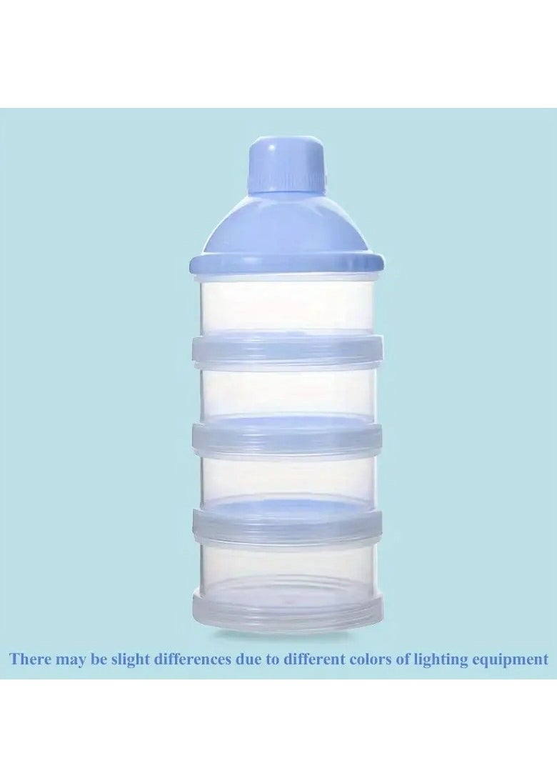 Little tots 4 Layers Milk Powder Container, 30g/60g, Portable Formula Dispenser, Large Capacity Food Storage Container Box, Baby Feeding Travel Snack Box Milk Powder Storage Funnel-shaped Snack Organizer Blue  - Image 1