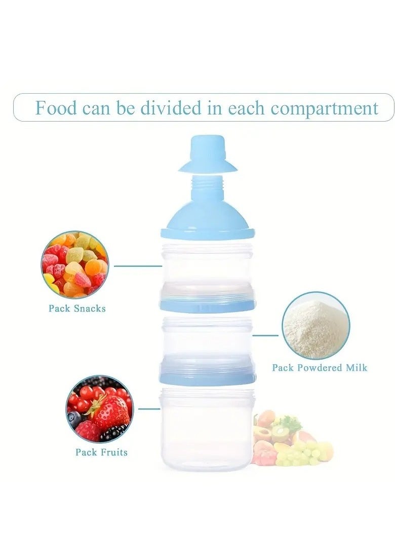 Little tots 4 Layers Milk Powder Container, 30g/60g, Portable Formula Dispenser, Large Capacity Food Storage Container Box, Baby Feeding Travel Snack Box Milk Powder Storage Funnel-shaped Snack Organizer Blue  - Image 2