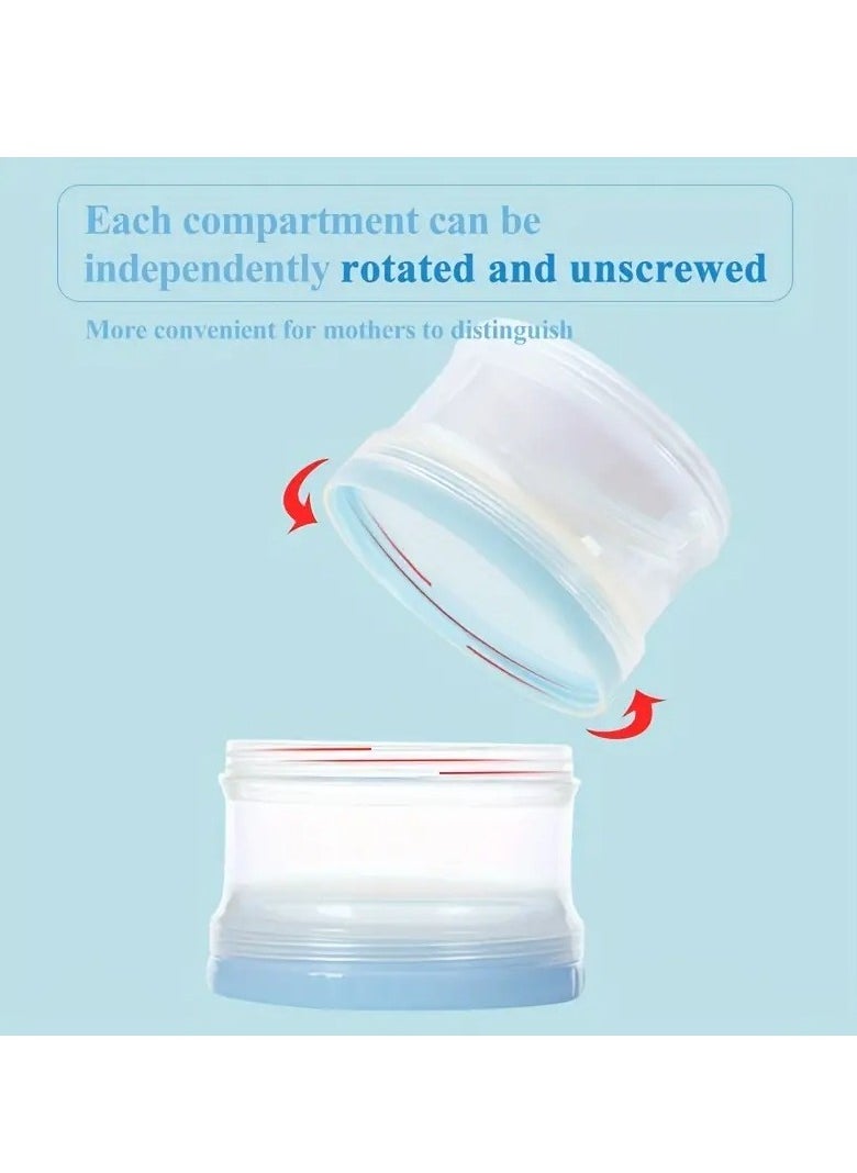 Little tots 4 Layers Milk Powder Container, 30g/60g, Portable Formula Dispenser, Large Capacity Food Storage Container Box, Baby Feeding Travel Snack Box Milk Powder Storage Funnel-shaped Snack Organizer Blue  - Image 5