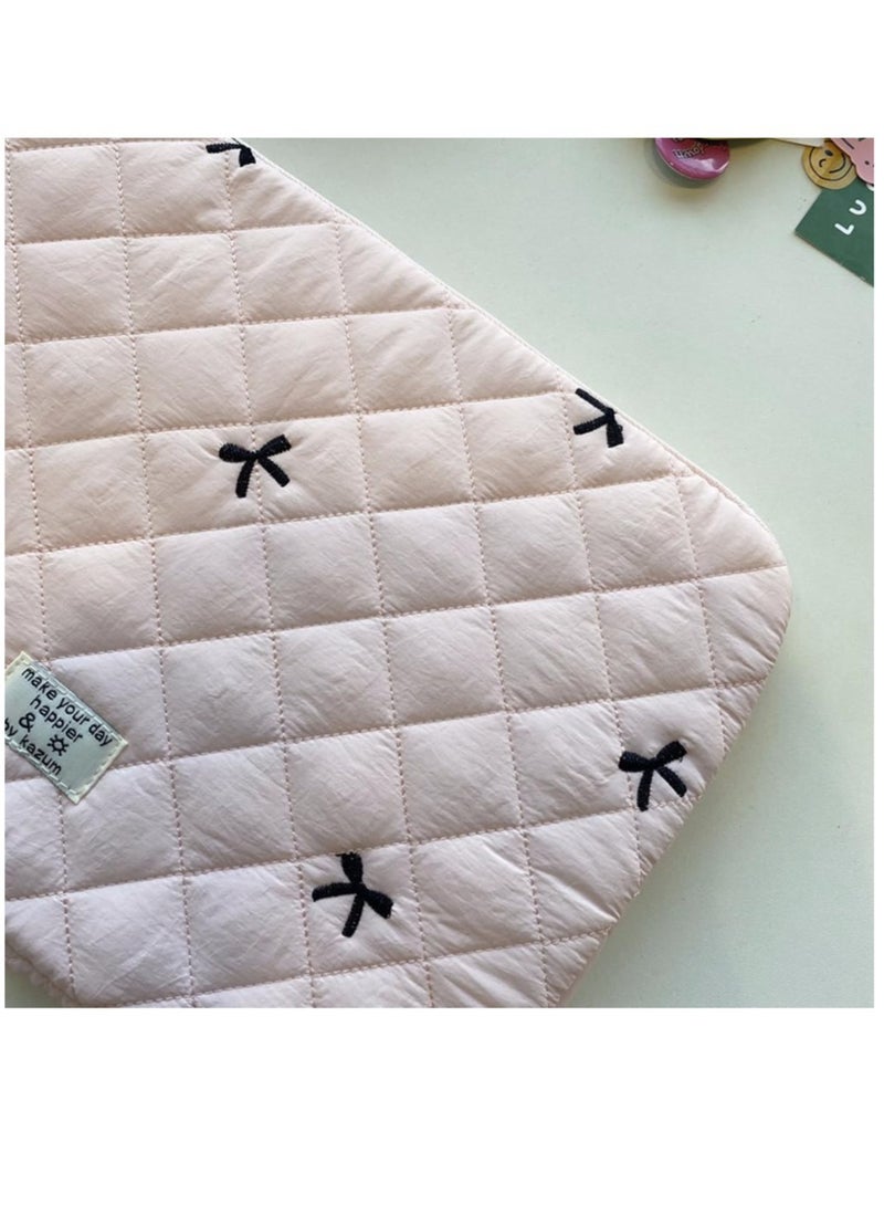 SOLARAE Puffy Laptop Sleeve Case Cute Quilted Computer Bag, 13 Inch Bow Embroidery Printed Laptop Carrying Cases, Coquette Aesthetics Protective Cover, Compatible with 11" 13" 15" Notebook - Image 5