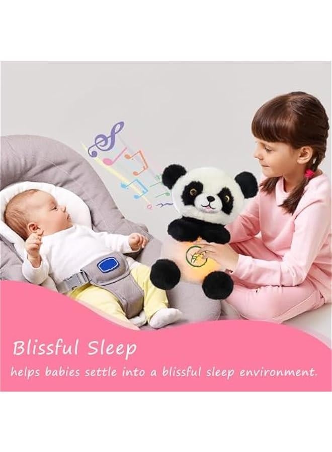 Breathing Stuffed Animal, Breathing Panda Sleep Buddy, Soothe Snuggle Panda Plush with Realistic Breathing Motion and Lights Music (Panda-b) - Image 4