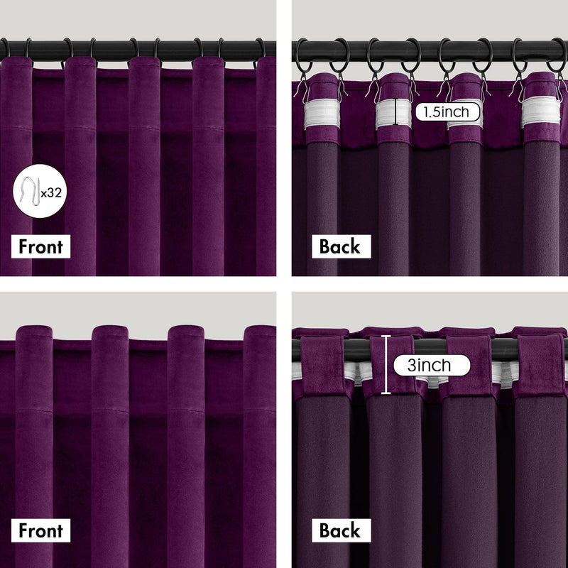ANRODUO Purple Velvet Curtains 84 Inches Long Blackout Thermal Insulated Soundproof Curtain Privacy Room Darkening Curtains Pinch Pleat Window Drapes for Bedroom Living Room 42 x 84 Inch Set of 2 - Image 5