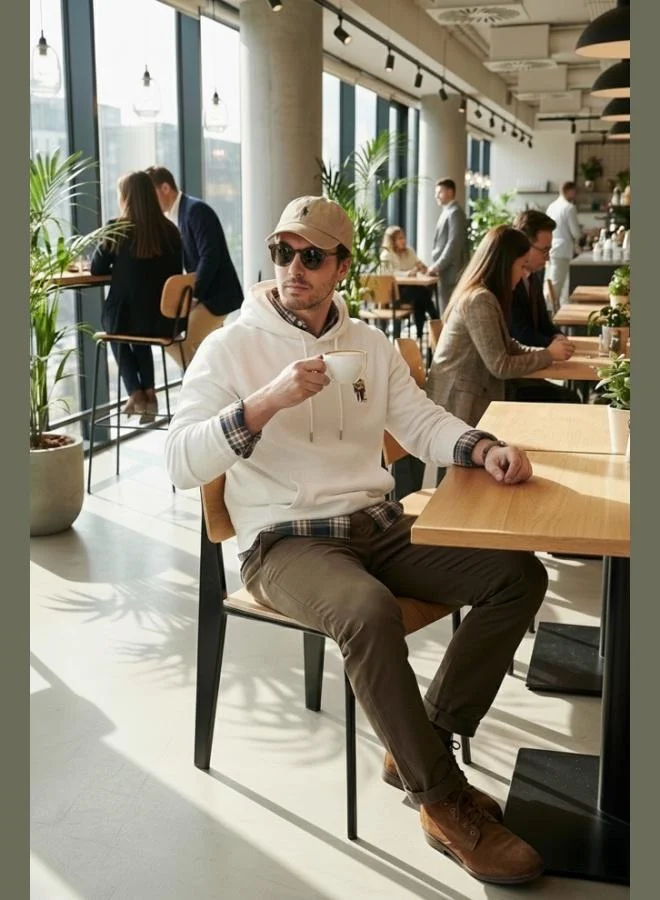 بوراتي سويت شيرت بغطاء رأس قطني بقصة عادية وجيب كنغر للرجال من بوراتي