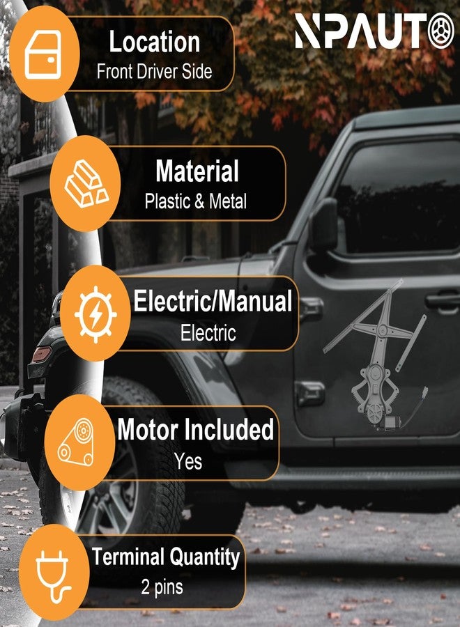 NPAUTO منظم نافذة كهربائية أمامي يسار جهة السائق من NPAUTO مع محرك بديل لسيارة تويوتا كورولا موديلات 2003-2008، رقم القطعة 741-505 - Image 2