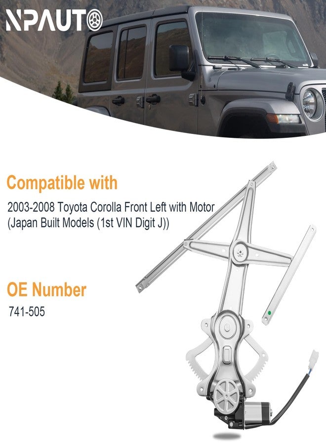 NPAUTO منظم نافذة كهربائية أمامي يسار جهة السائق من NPAUTO مع محرك بديل لسيارة تويوتا كورولا موديلات 2003-2008، رقم القطعة 741-505 - Image 3