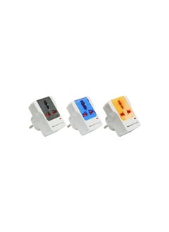 General 3-Way Adapter with 2-Pin Universal Travel Socket - with Light - 16A - 3pcs 