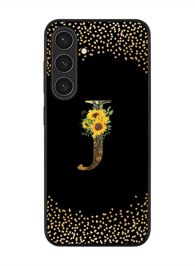 Stylizedd Rugged Black edge case for Samsung Galaxy S24 Plus Case Cover- Custom Monogram Initial Letter Mandala Floral Pattern Alphabet- J (Black) - Image 1