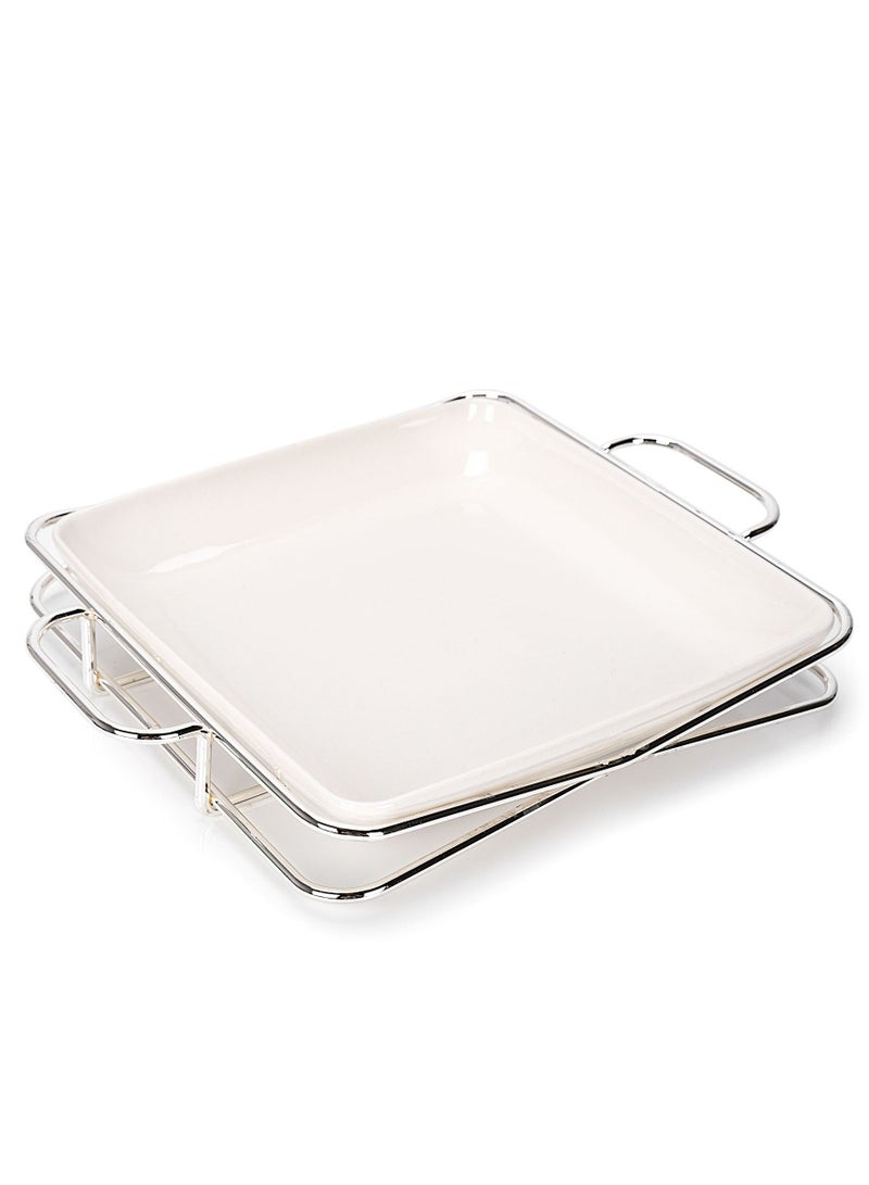 La Mesa طبق مربع 11" مع حامل - Image 1