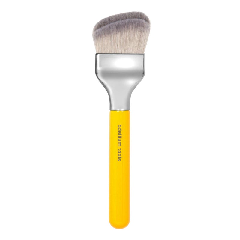 Bdellium Tools Professional Makeup Brush - Studio Series 971 Large Slanted Double Dome Blender - With Soft Synthetic Fibers, For Quick & Easy Application and Blending (Yellow, 1pc) - Image 1