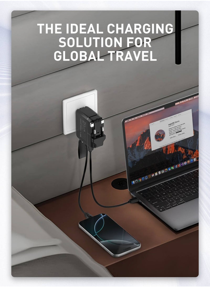LDNIO 65W Universal Travel Adapter,US/UK/EU Plug, GaN USB C Charger Plug 2-Port Fast Wall Charger Head Compatible for MacBook, HP, Dell, Lenovo, iPhone 16, iPad, Galaxy Tab/S25, Switch etc  - Image 5