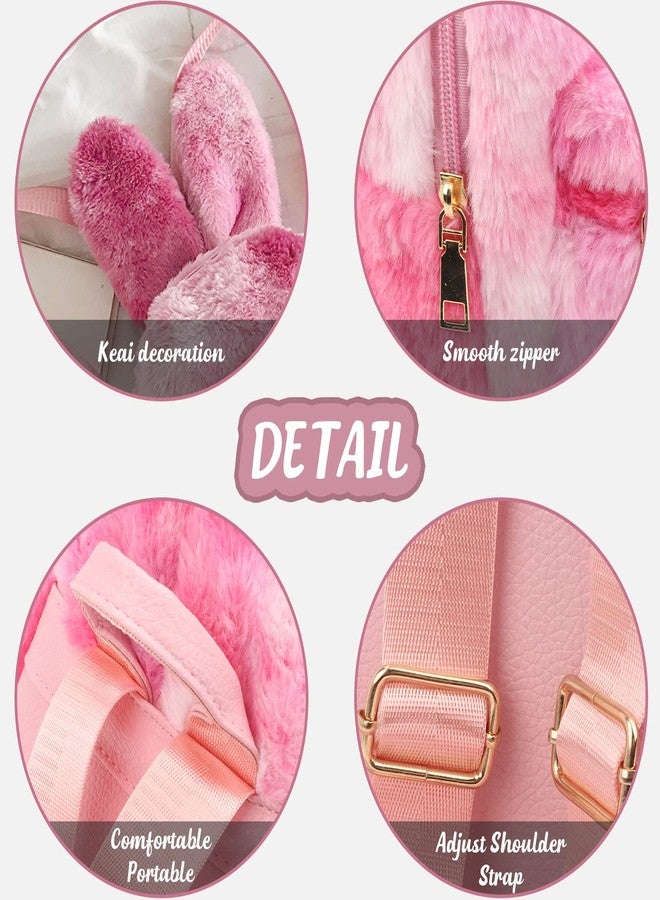 Lanpet Cute Bunny Backpacks for Women Rabbit Ears Backpack Fluffy Shoulder Bag Satchel - Image 5