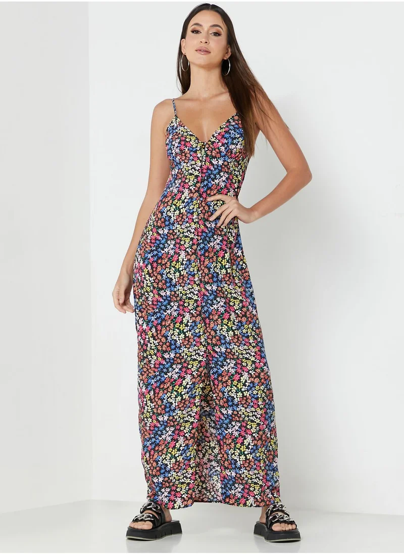 NASTY GAL Cami Front Split Floral Print Dress