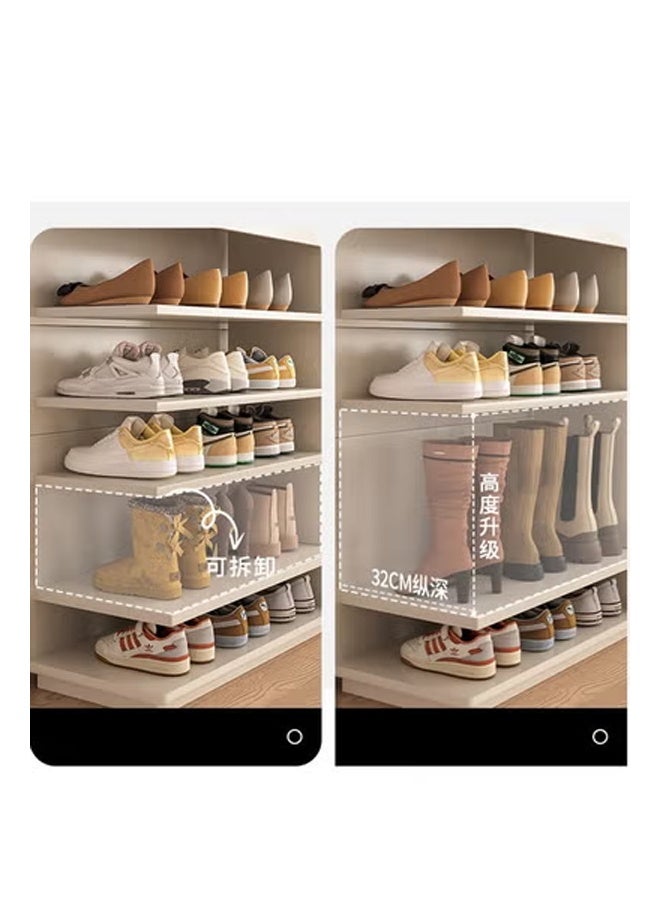 كيكي خزانة أحذية فاخرة متعددة الوظائف مع أدراج تخزين للمدخل 90*32*96 أبيض فاتح - Image 4