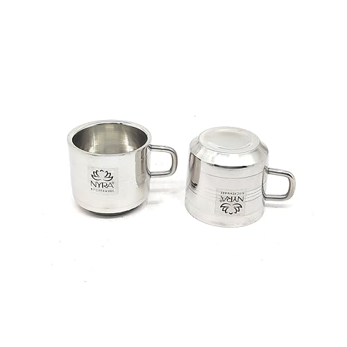 NYRA® Stainless Steel Double Wall Cup for Tea and Coffee |Mini Cups| Piyali Cups for Tea, Coffee, and Other hot Drinks (2) - Image 2