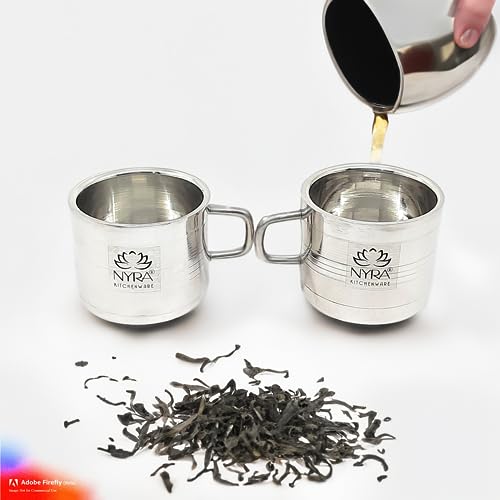 NYRA® Stainless Steel Double Wall Cup for Tea and Coffee |Mini Cups| Piyali Cups for Tea, Coffee, and Other hot Drinks (2) - Image 4