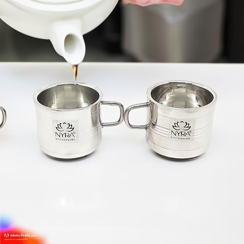 NYRA® Stainless Steel Double Wall Cup for Tea and Coffee |Mini Cups| Piyali Cups for Tea, Coffee, and Other hot Drinks (2) - Image 5