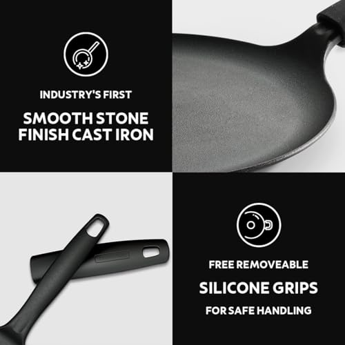 TRAMONTINA TITANEX 24cm Pre-Seasoned Cast Iron Dosa Tawa | Flat Surface with Raised Edges | for Dosa, Uttapam, Cheela, Paratha | Induction & Gas Compatible | Non-Slip Handle - Image 4