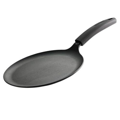 TRAMONTINA TITANEX 24cm Pre-Seasoned Cast Iron Dosa Tawa | Flat Surface with Raised Edges | for Dosa, Uttapam, Cheela, Paratha | Induction & Gas Compatible | Non-Slip Handle - Image 1