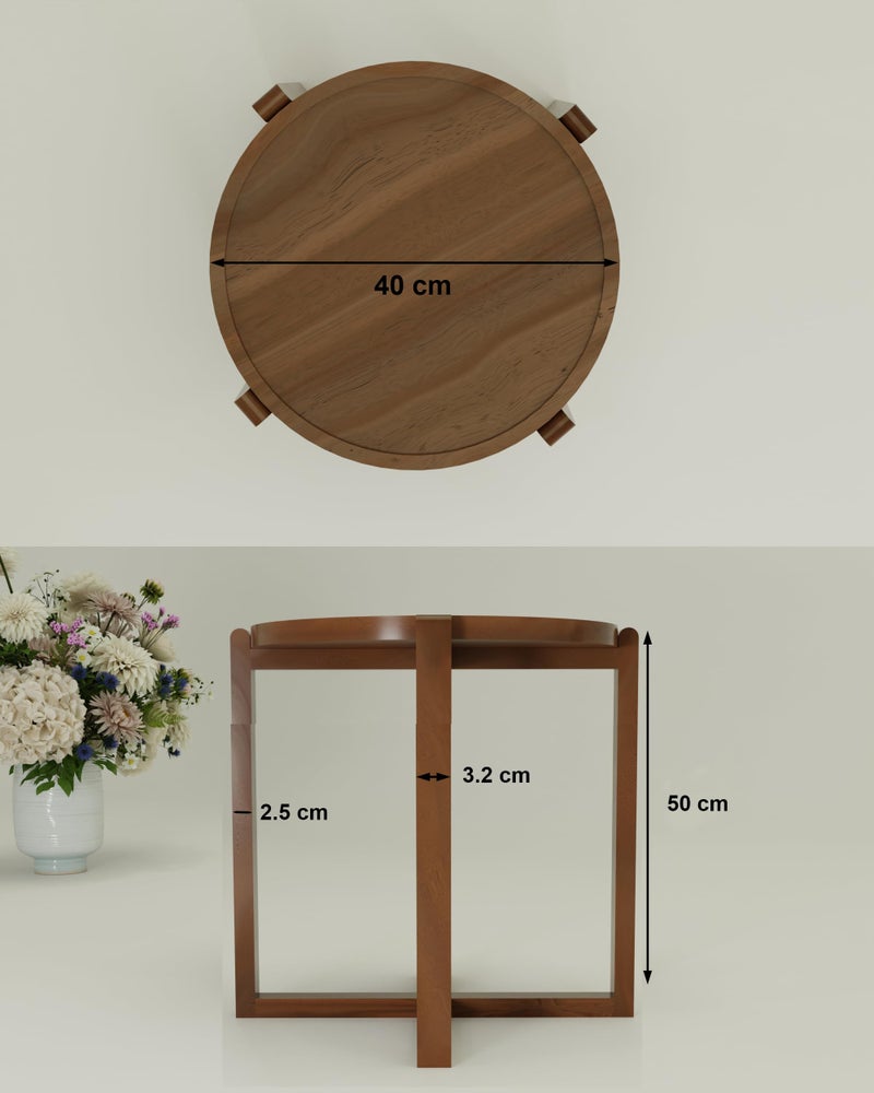 World Mart Foldable Side Table for Living Room & Balcony - Portable Wooden C-Shaped End Table for Laptop, Coffee, & Snacks - Pre-Assembled Space Saving Furniture (Walnut Finish) - Image 2