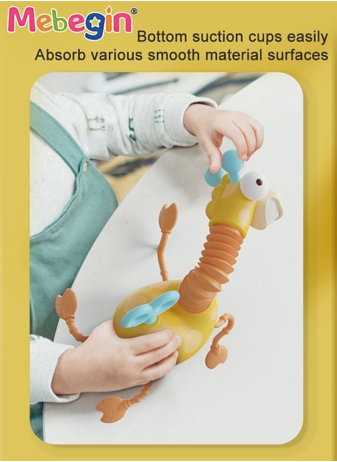 MEBEGIN - Safe Teething Toys, Giraffe-shaped Montessori Toys with Bright Colors and Unique Shape, Early Development Activity Silicone Pull String Toys, Developmental Pulling Teething Baby Sensory Toy with Soft Rubber Pull Ropes - Image 1