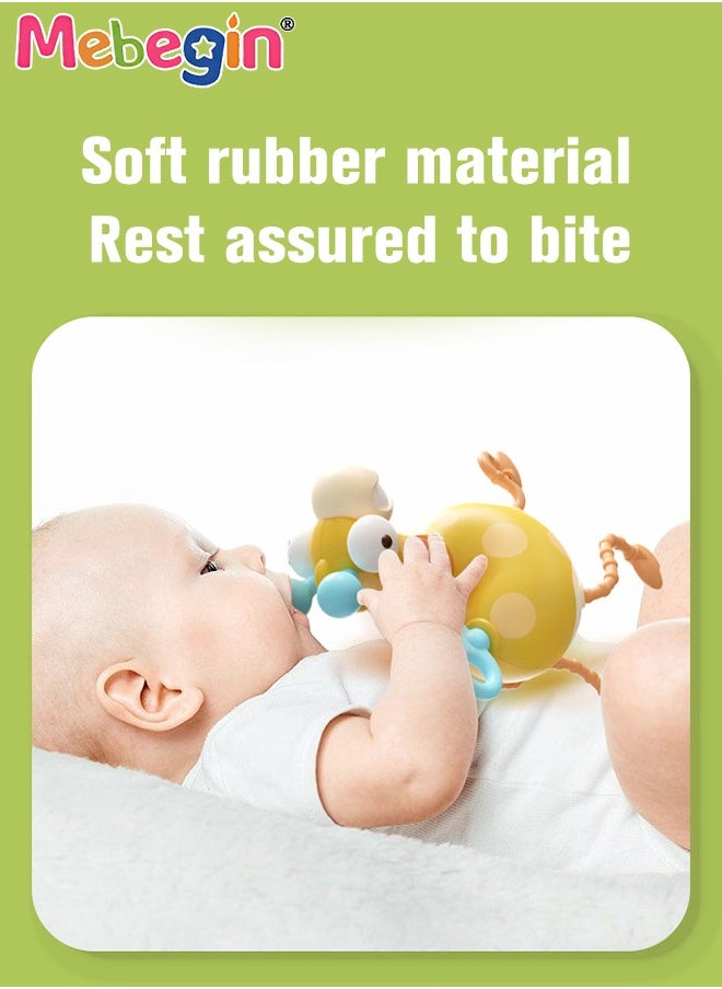 MEBEGIN - Safe Teething Toys, Giraffe-shaped Montessori Toys with Bright Colors and Unique Shape, Early Development Activity Silicone Pull String Toys, Developmental Pulling Teething Baby Sensory Toy with Soft Rubber Pull Ropes - Image 1