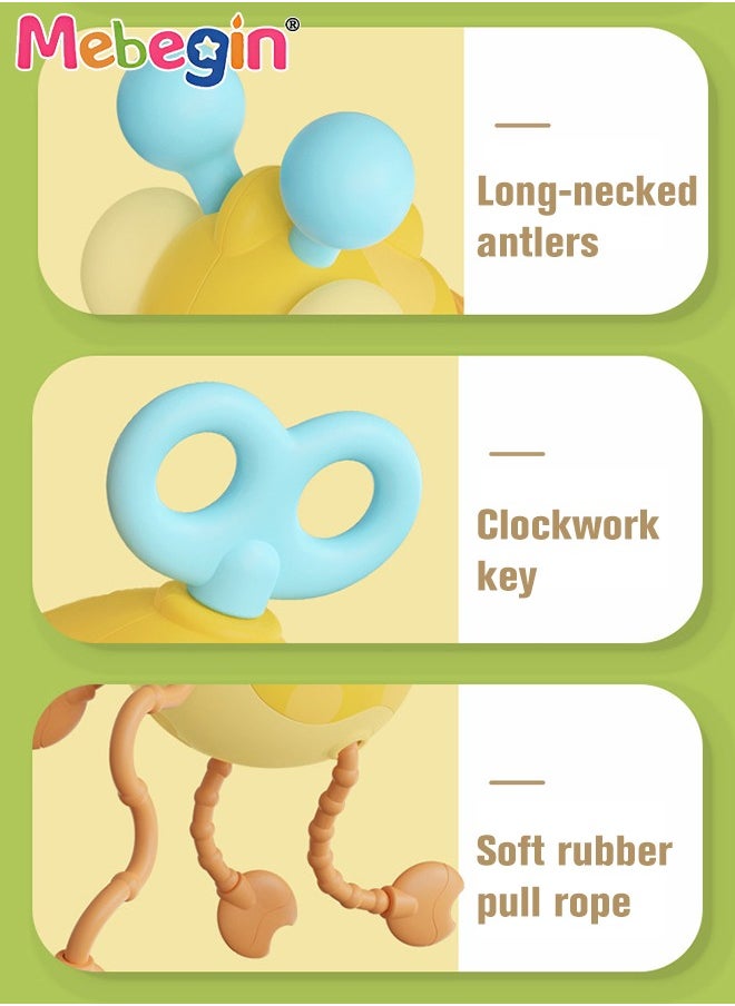 MEBEGIN - Safe Teething Toys, Giraffe-shaped Montessori Toys with Bright Colors and Unique Shape, Early Development Activity Silicone Pull String Toys, Developmental Pulling Teething Baby Sensory Toy with Soft Rubber Pull Ropes - Image 1
