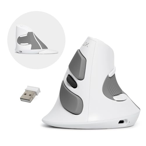 DELUX Ergonomic Vertical Mouse Wireless, Rechargeable Vertical Mouse, Bluetooth/2.4G Dual Mode, Slient Click, Removable Wrist Rest, 800/1200/1600DPI Levels, 6 Buttons, for Laptop/PC (M618G DB-White) - Image 1