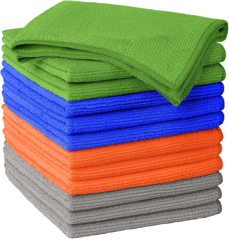 True Face Microfibre Cloth 12 Pack - All-Purpose Cleaning Cloths for Cars, House, Kitchen, Windows, Soft & Absorbent, Lint Free, Streak Free, 30x30 CM, Multi-Colour - Image 1