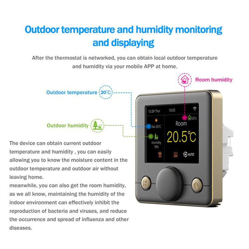 WIFI Smart Boiler Thermostat with RGB Colorful LCD Display Intelligent Thermostat Indoor Constant Temperature Controller Digital Programmable Thermostat - Image 4