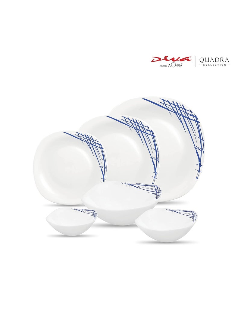 La Opala La Opala Diva, Quadra Collection, Opal Glass Dinner Set 29 pcs, Belladonna, White  - Image 2