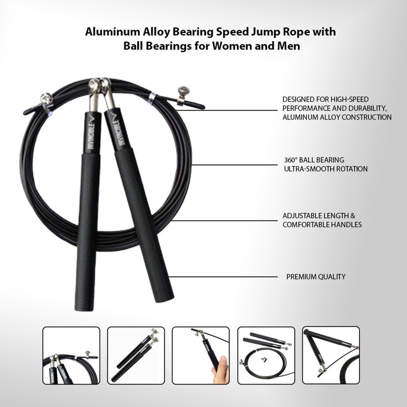 RHYNOFIT Speed Jump Rope 300cm Adjustable Length Durable Fitness Boxing Skipping Rope | Jump Ropes | Fitness Equipment Gear | Fitness Running Yoga - Image 3