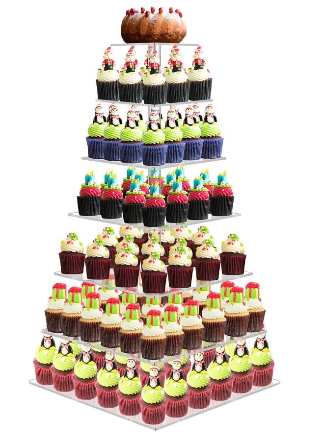 LoveDisplay 7 Tier Large Cupcake Stand, Square Cupcake Stand for 150 Cupcakes, Tiered Cupcake Holder Stand, Clear Acrylic Cup Cake Tower Stand, Dessert Table Display Set for Gatherings and Celebrations - Image 1