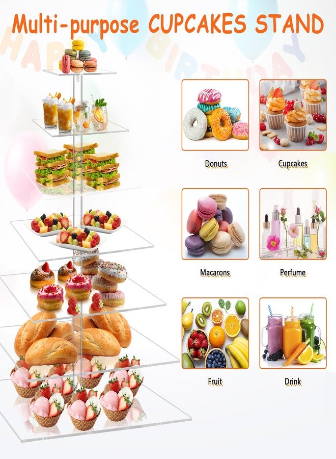 LoveDisplay 7 Tier Large Cupcake Stand, Square Cupcake Stand for 150 Cupcakes, Tiered Cupcake Holder Stand, Clear Acrylic Cup Cake Tower Stand, Dessert Table Display Set for Gatherings and Celebrations - Image 5