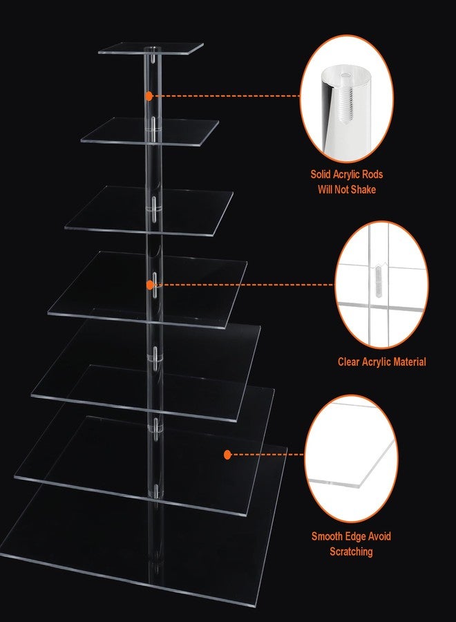 LoveDisplay 7 Tier Large Cupcake Stand, Square Cupcake Stand for 150 Cupcakes, Tiered Cupcake Holder Stand, Clear Acrylic Cup Cake Tower Stand, Dessert Table Display Set for Gatherings and Celebrations - Image 4