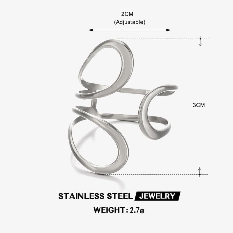 CSIYANJRY99 Gold Rings for Women Non Tarnish Adjustable Thumb Ring for Women Finger Ring Chunky Gold Silver Rings Anillos Para Mujer Stainless Steel New Year Anniversary Birthday Jewelry (A-Silver) - Image 3