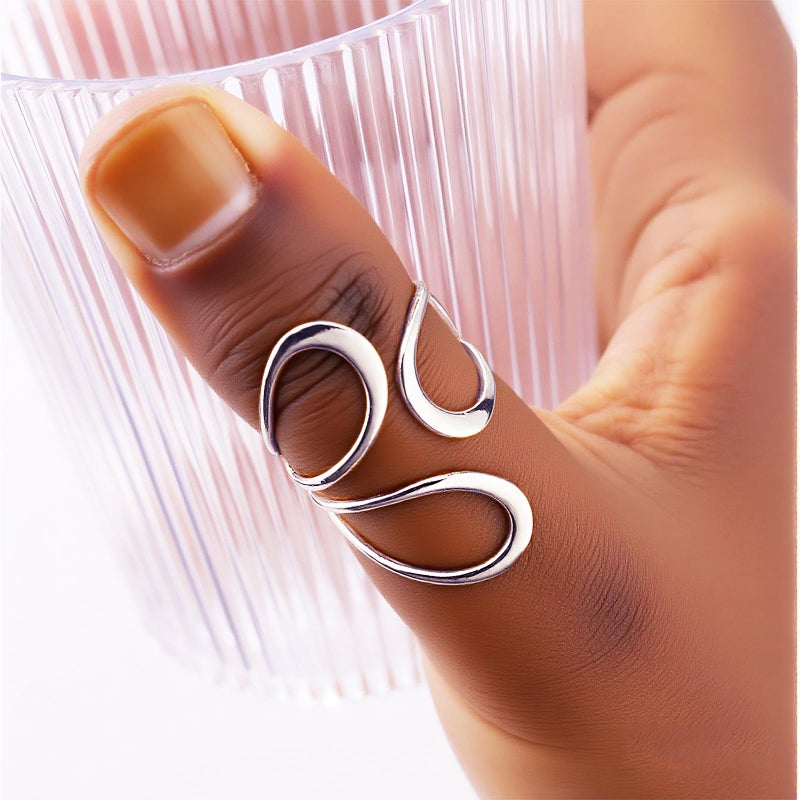 CSIYANJRY99 Gold Rings for Women Non Tarnish Adjustable Thumb Ring for Women Finger Ring Chunky Gold Silver Rings Anillos Para Mujer Stainless Steel New Year Anniversary Birthday Jewelry (A-Silver) - Image 2