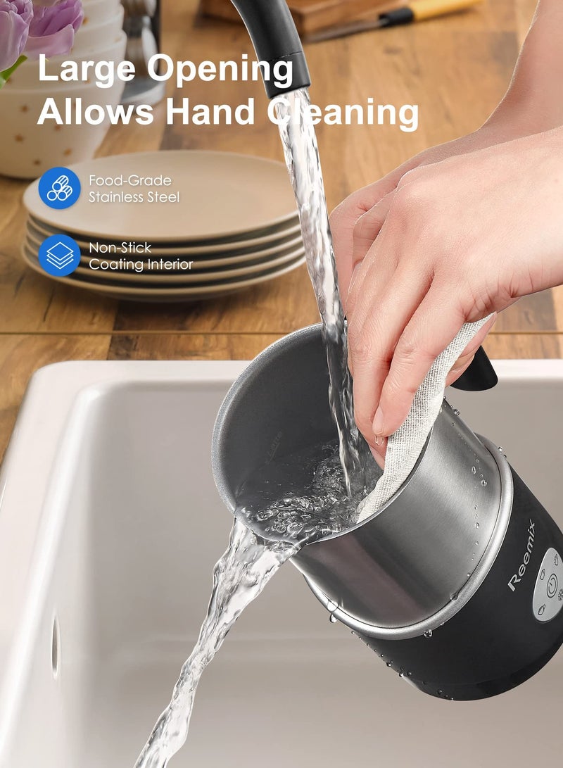 SYOSI Milk Frother, 4-in-1 Electric Milk Steamer, 11.8oz Electric Milk Steamer Soft Foam Maker With Large Open, for Latte, Cappuccinos, Macchiato, Silent Operation (Silver) - Image 4