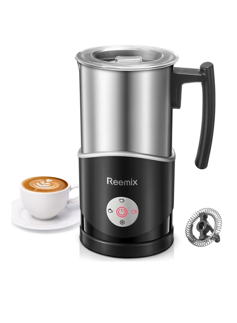 SYOSI Milk Frother, 4-in-1 Electric Milk Steamer, 11.8oz Electric Milk Steamer Soft Foam Maker With Large Open, for Latte, Cappuccinos, Macchiato, Silent Operation (Silver) - Image 1