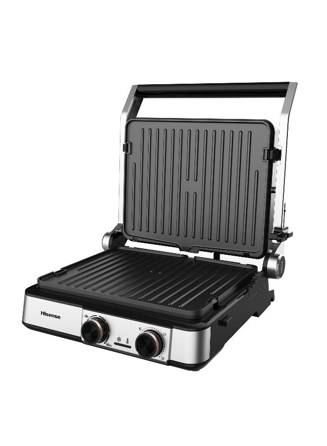 Hisense 2000w Sandwich Maker, 2 Slides Reversible Plate, Adjustable Temperature, Lock System for Easy Storage, Non-stick Coating Plate, 180°Open Grill (H181CG01 Black) 2000 W H181CG01 Black - Image 5