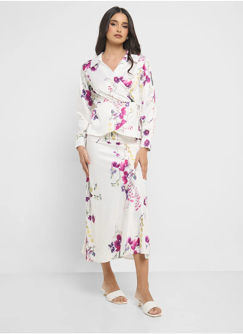 ايلا Floral Print Top & Skirt Set