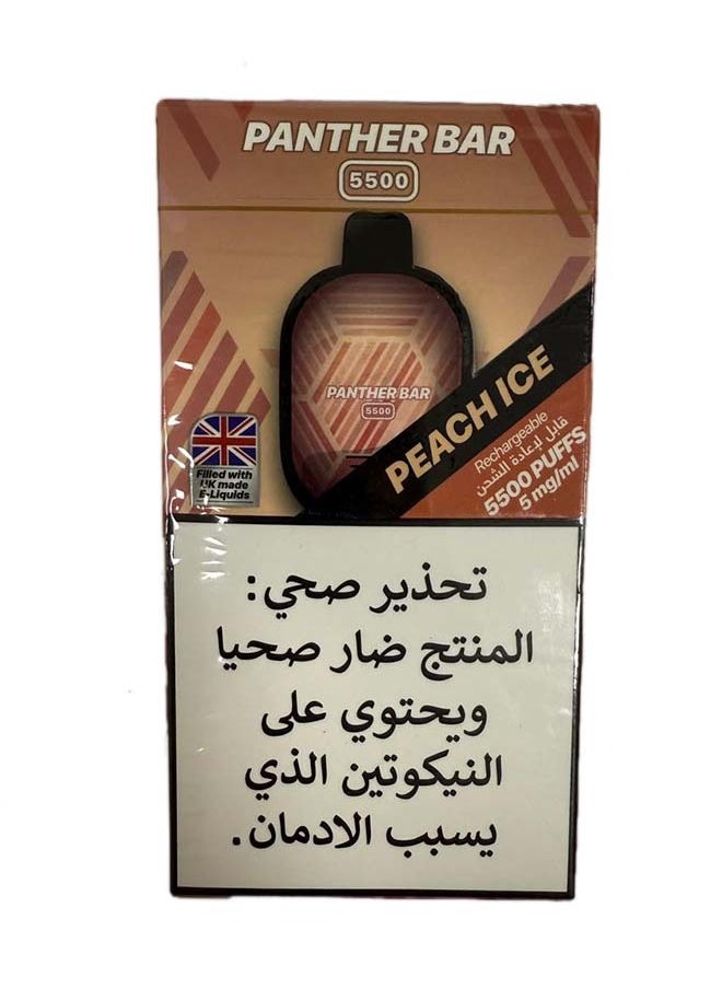 Panther 5,500 Puffs - Peach Ice 9.5 ML - 5 MG per ML - 550 MAH Battery (Rechargeable) 