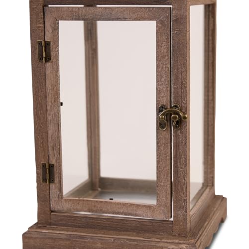 Zingz & Thingz Monticello Wooden Hanging Candle Lantern, Decorative Light Home Decor, 18.5" Tall, Weathered Wood Finish - Image 3