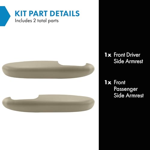 TRQ Front Armrest Tan Driver & Passenger Side Compatible with 1995-1999 Chevrolet C1500 1995-2000 C2500 C3500 K1500 K2500 K3500 Tahoe GMC Yukon - Image 2