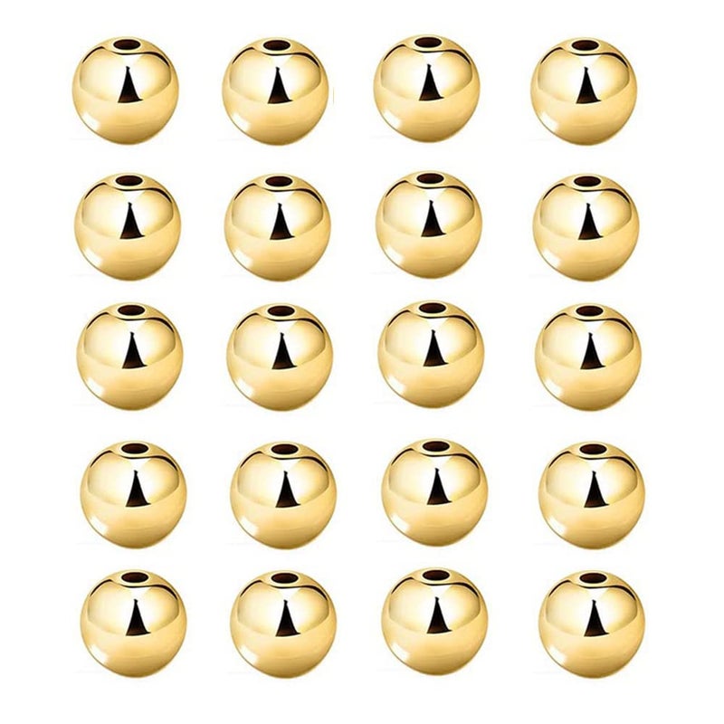 80pcs Gold Smooth Round Spacer Beads  Gold Plated Brass Tarnish Resistant Seamless Loose Connector Beads for DIY Bracelet Jewelry Making 6mm023 inch