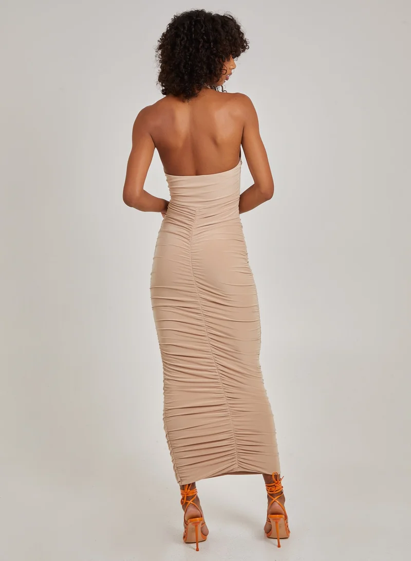 Pink Vanilla Cut Out Gathered Maxi Dress