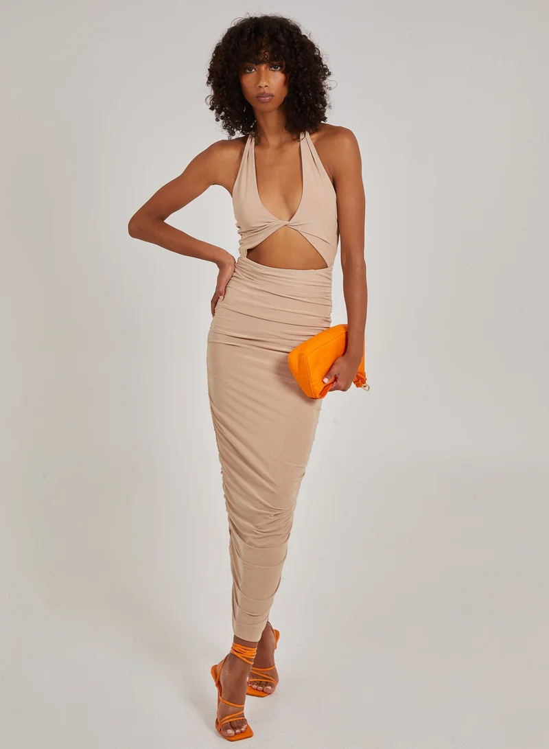 Pink Vanilla Cut Out Gathered Maxi Dress