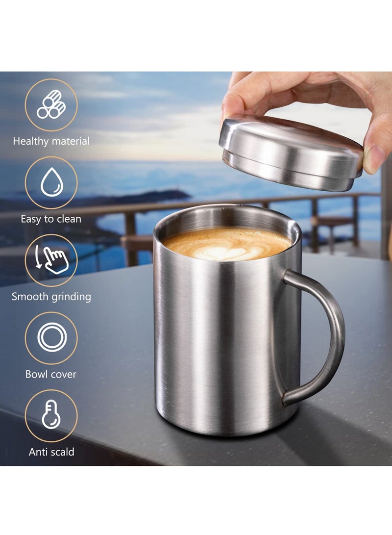 SYOSI Stainless Steel Double Wall Mug, Double Wall Insulated Mug with Lid and Handle Coffee Mug Tea Cup Travel Mug Double Wall Vacuum Insulated 400ml Mug for Coffee Milk Juice Tea - Image 4