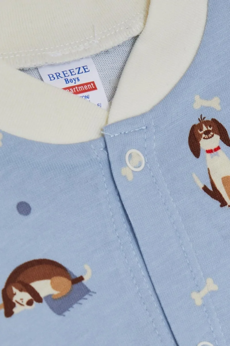 Breeze Baby Boy Jumpsuit with Cute Puppy Pattern, 0-6 Months, Light Blue