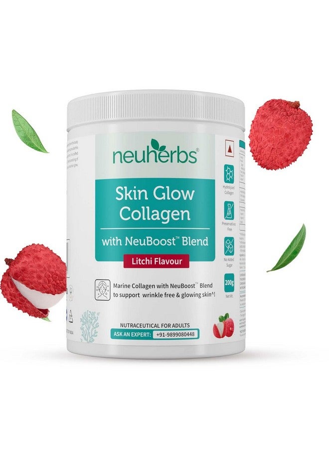 Neuherbs Collagen Supplement - 200 Gram, Litchi Flavour |Skin Glow Marine Collagen Powder for Women & Men | Collagen with Hyaluronic Acid, Vitamin E & C, Biotin | Supports Glowing & healthy skin. - Image 1