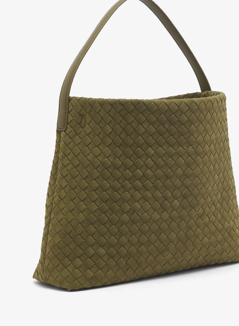 ELLA Green Suede Woven Textured Tote Bag for Women | Best Price UAE